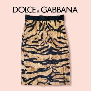 Dolce & Gabbana Tiger Print Skirt - Black and Tan